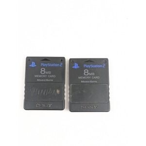 Lot 2 Sony Playstation 2 PS2 Official OEM 8MB Memory Card Black Blue SCPH-10020